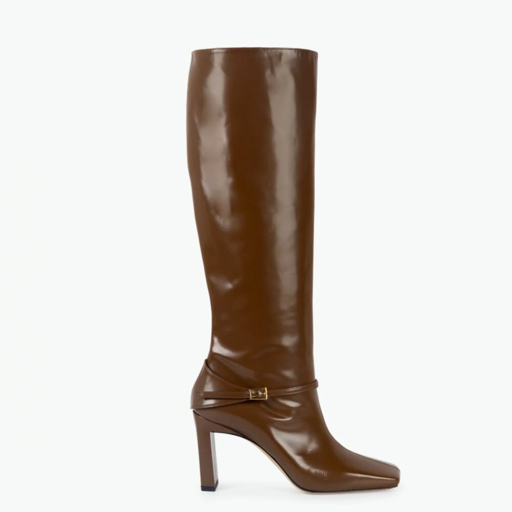 Wandler Brown High Knee Leather Heeled Boots